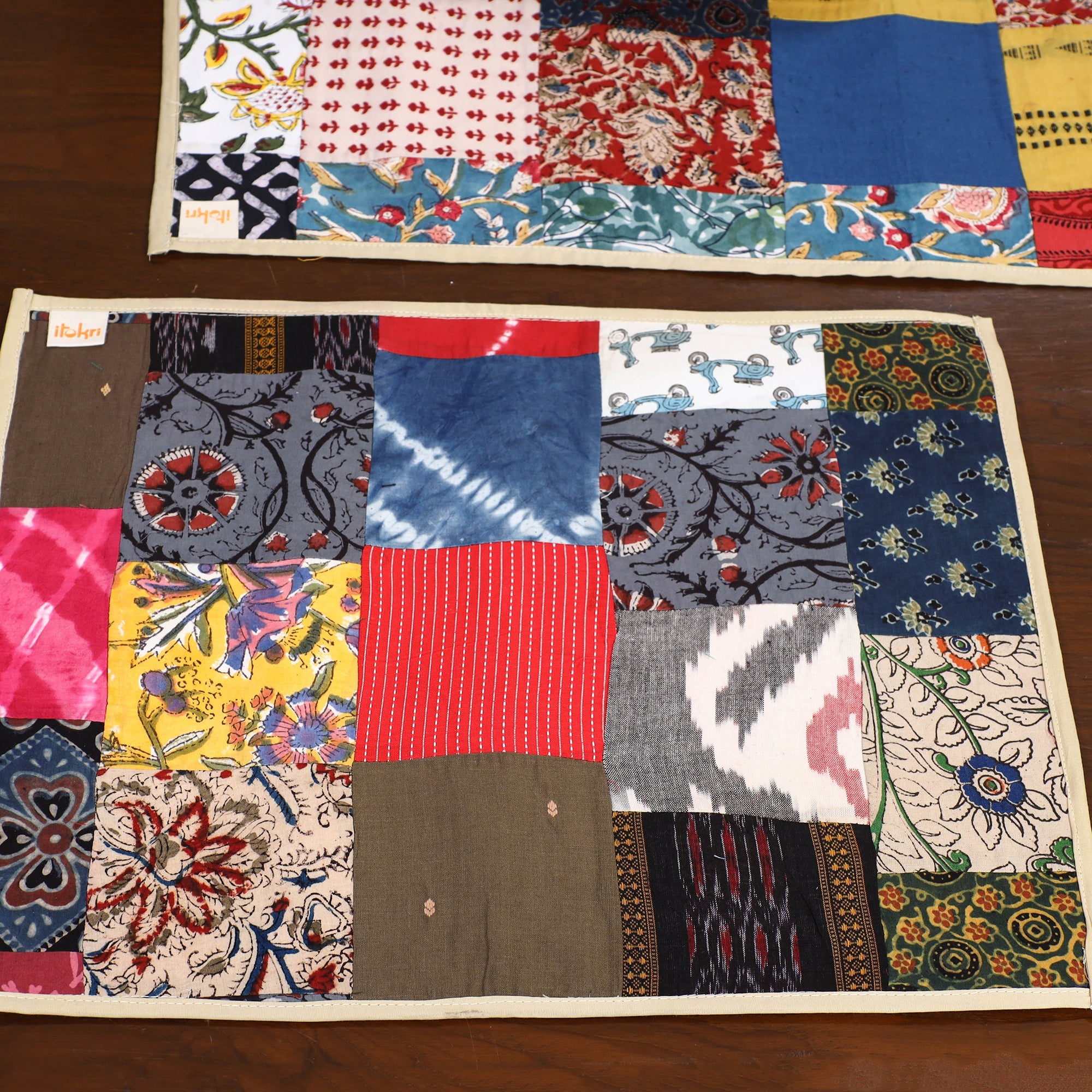 Multicolor - handcrafted cotton fusion table runner set