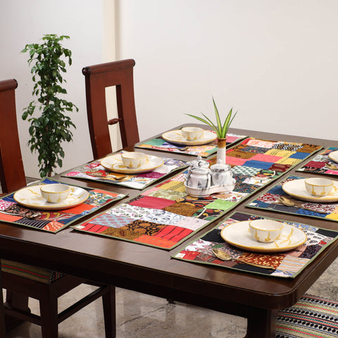 Multicolor - handcrafted cotton fusion table runner set