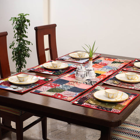 Multicolor - handcrafted cotton fusion table runner set