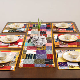 Multicolor - handcrafted cotton fusion table runner set