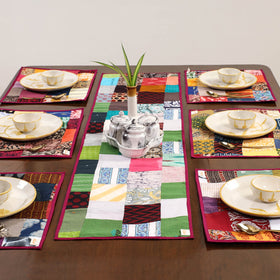 Multicolor - handcrafted cotton fusion table runner set