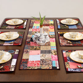 Multicolor - handcrafted cotton fusion table runner set