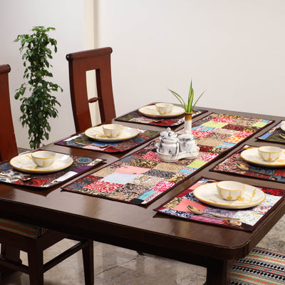 Multicolor - handcrafted cotton fusion table runner set