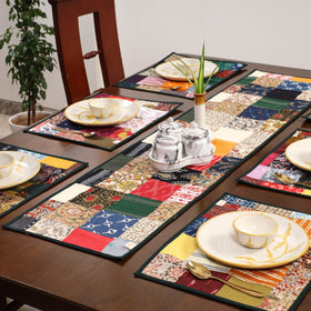 Multicolor - handcrafted cotton fusion table runner set