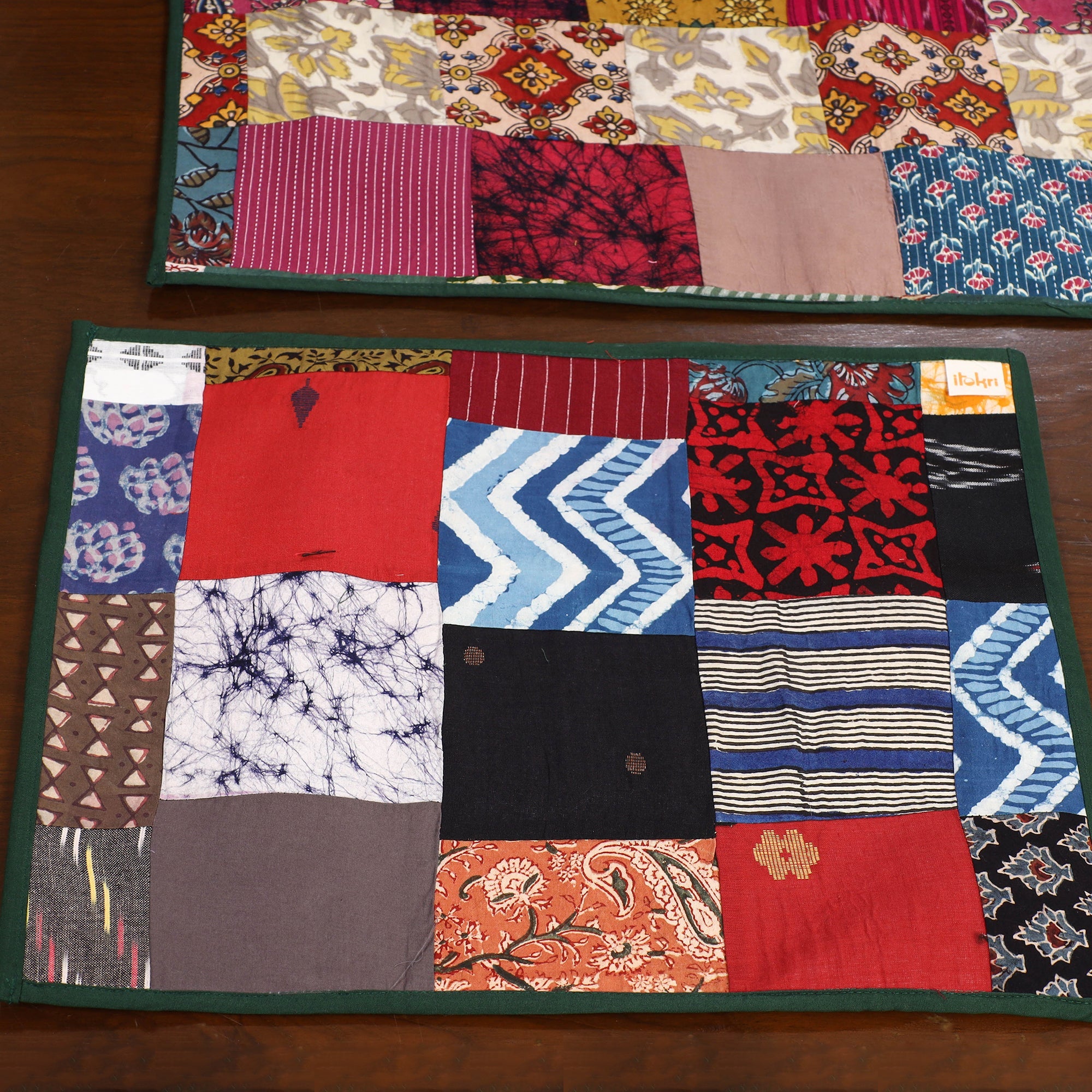 Multicolor - handcrafted cotton fusion table runner set