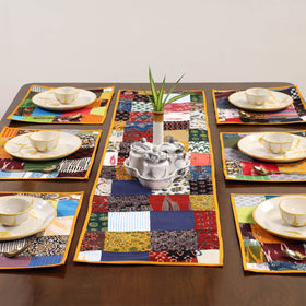 Multicolor - handcrafted cotton fusion table runner set