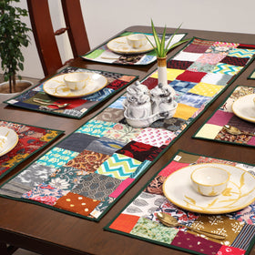 Multicolor - handcrafted cotton fusion table runner set