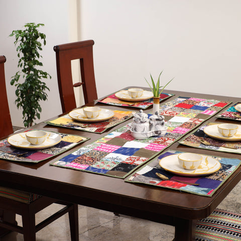 Multicolor - handcrafted cotton fusion table runner set