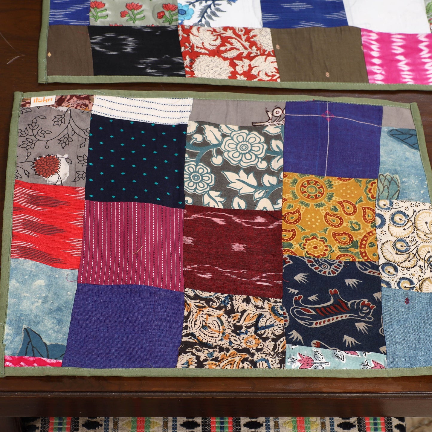 Multicolor - handcrafted cotton fusion table runner set