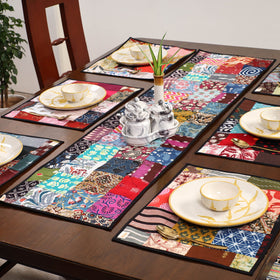 Multicolor - handcrafted cotton fusion table runner set