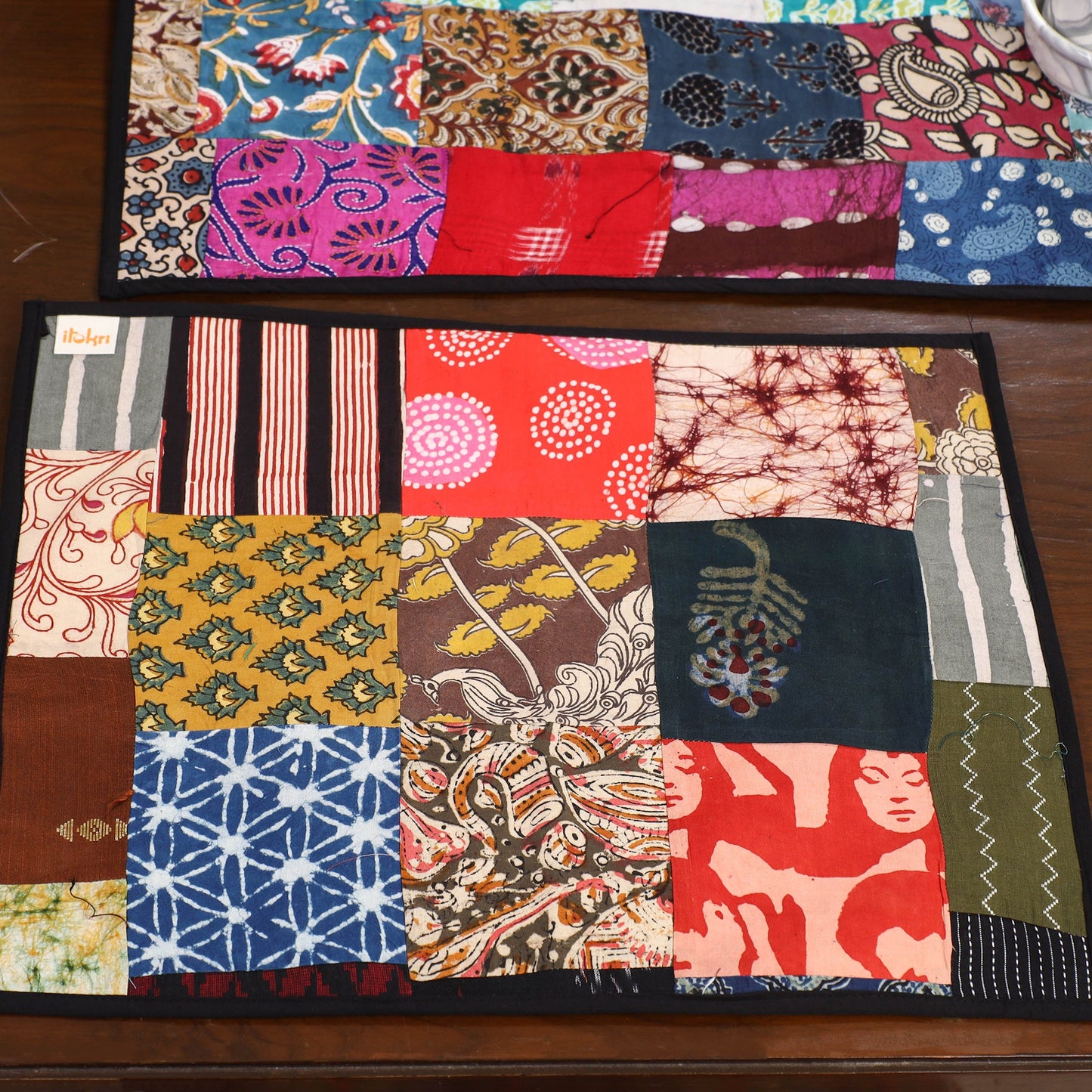 Multicolor - handcrafted cotton fusion table runner set