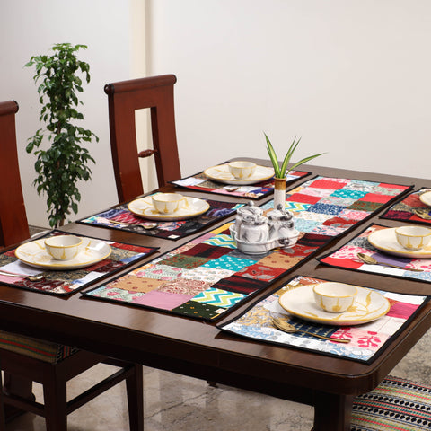 Multicolor - handcrafted cotton fusion table runner set