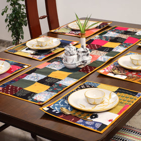 Multicolor - handcrafted cotton fusion table runner set