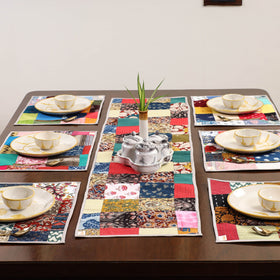 Multicolor - handcrafted cotton fusion table runner set