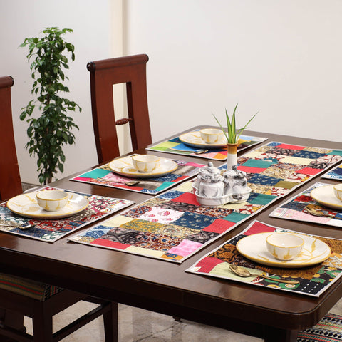 Multicolor - handcrafted cotton fusion table runner set