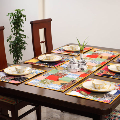 Multicolor - handcrafted cotton fusion table runner set
