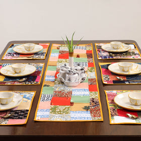 Multicolor - handcrafted cotton fusion table runner set