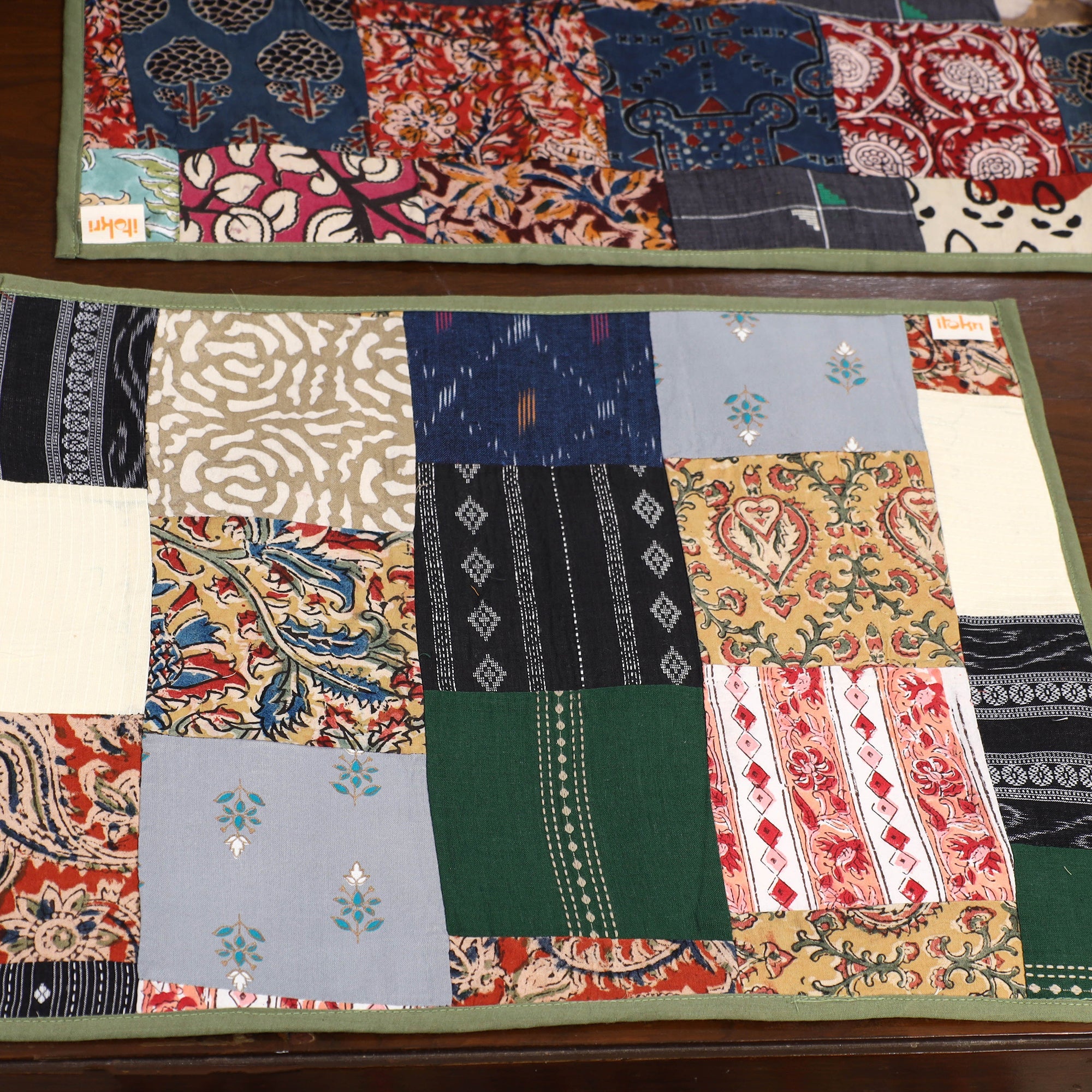 Multicolor - handcrafted cotton fusion table runner set