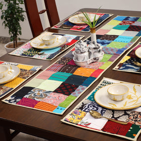 Multicolor - handcrafted cotton fusion table runner set