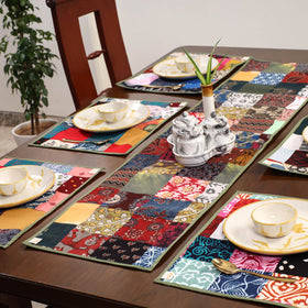 Multicolor - handcrafted cotton fusion table runner set