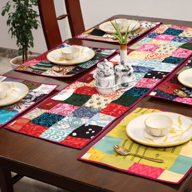 Multicolor - handcrafted cotton fusion table runner set