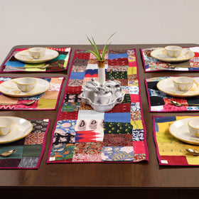 Multicolor - handcrafted cotton fusion table runner set