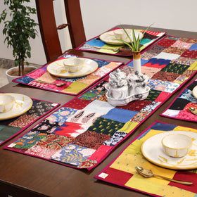 Multicolor - handcrafted cotton fusion table runner set