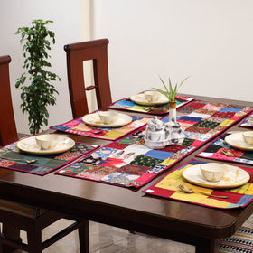 Multicolor - handcrafted cotton fusion table runner set