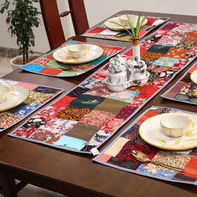 Multicolor - handcrafted cotton fusion table runner set