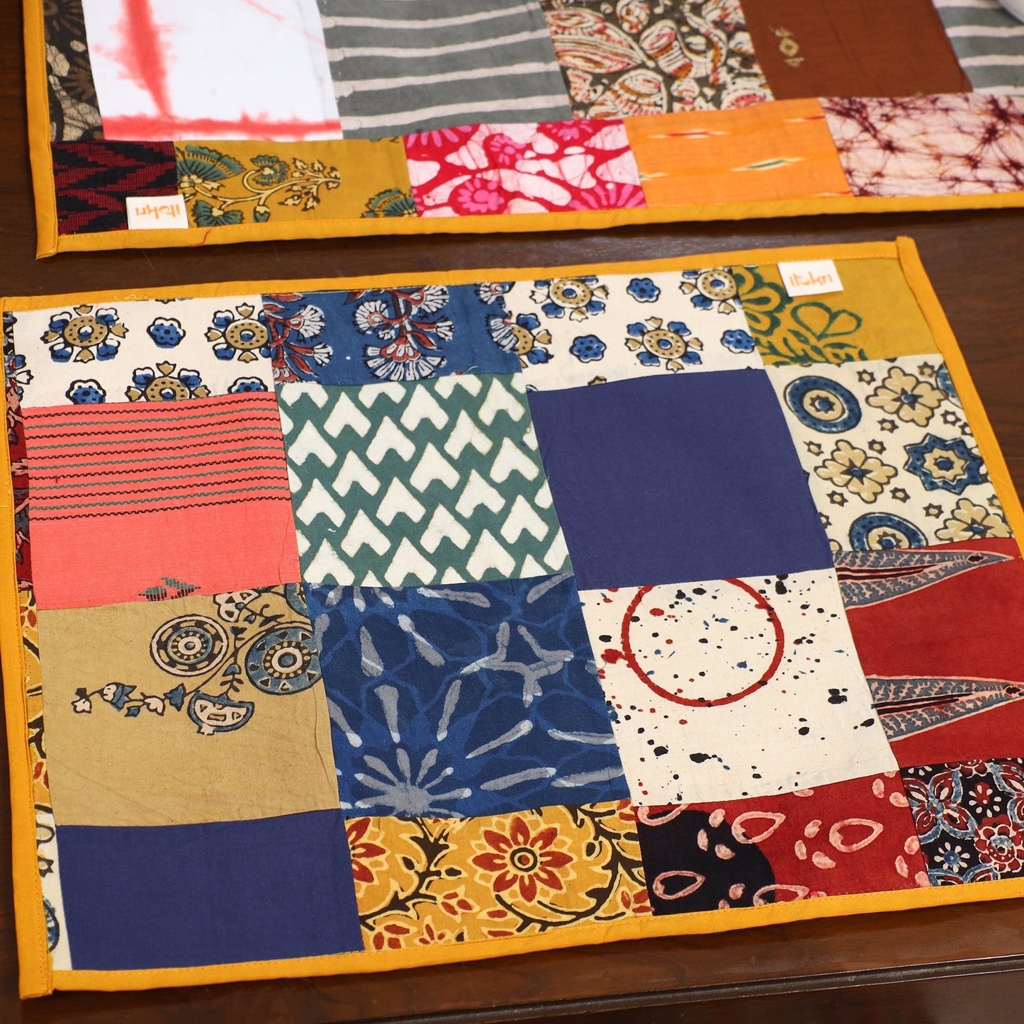 Multicolor - handcrafted cotton fusion table runner set