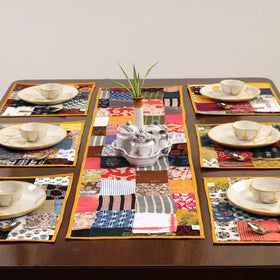 Multicolor - handcrafted cotton fusion table runner set