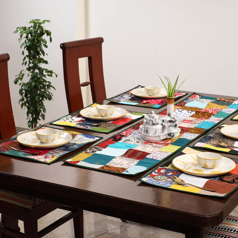 Multicolor - handcrafted cotton fusion table runner set