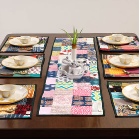 Multicolor - handcrafted cotton fusion table runner set