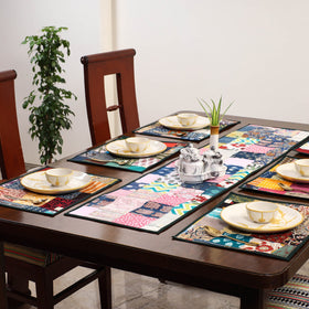 Multicolor - handcrafted cotton fusion table runner set