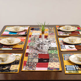 Multicolor - handcrafted cotton fusion table runner set