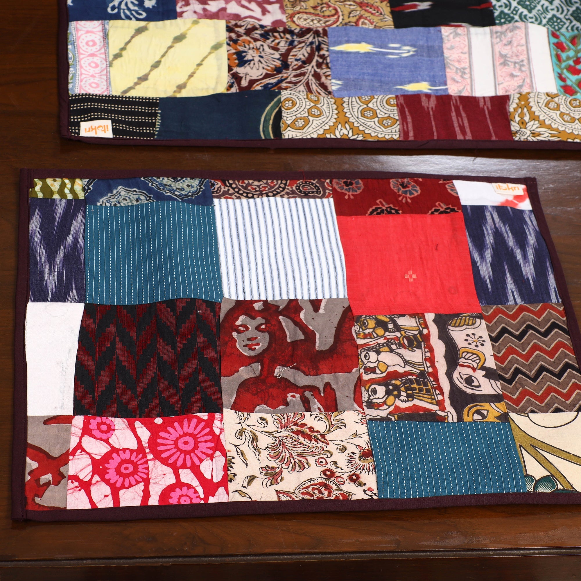Multicolor - handcrafted cotton fusion table runner set