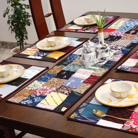 Multicolor - handcrafted cotton fusion table runner set