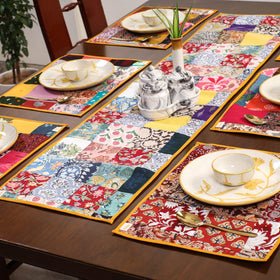 Multicolor - handcrafted cotton fusion table runner set
