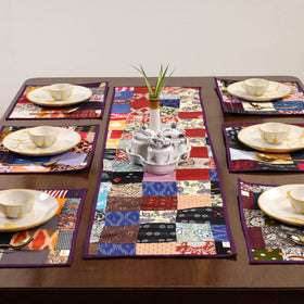 Multicolor - handcrafted cotton fusion table runner set