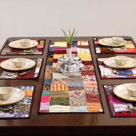 Multicolor - handcrafted cotton fusion table runner set