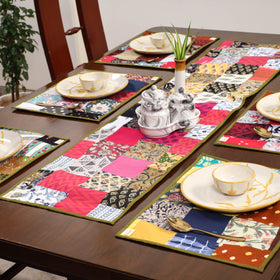 Multicolor - handcrafted cotton fusion table runner set