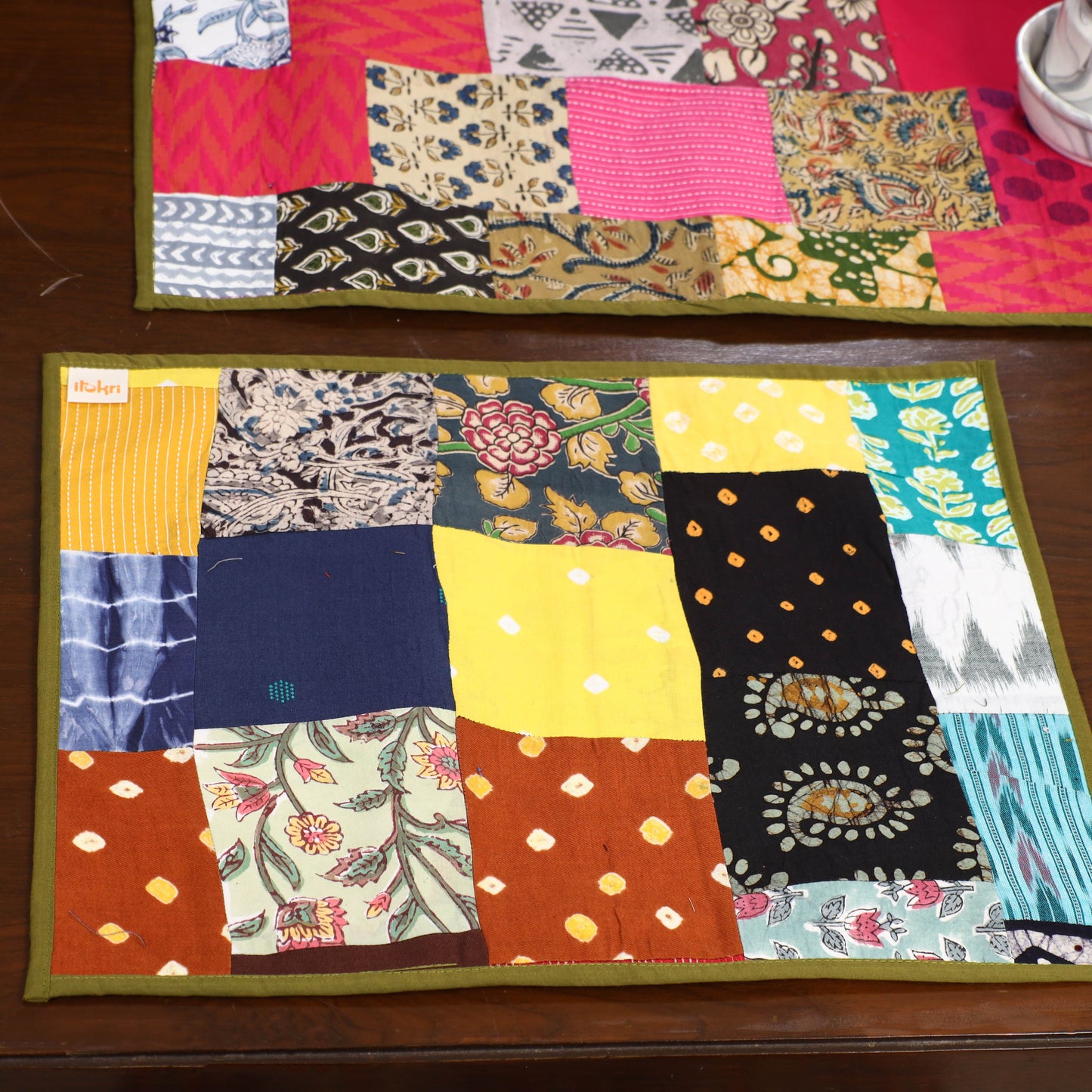 Multicolor - handcrafted cotton fusion table runner set