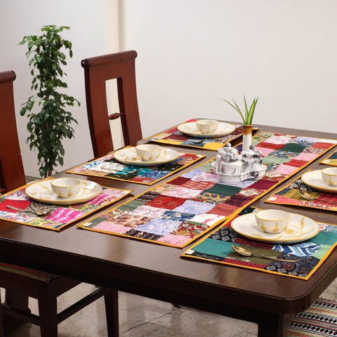 Multicolor - handcrafted cotton fusion table runner set