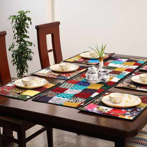 Multicolor - handcrafted cotton fusion table runner set