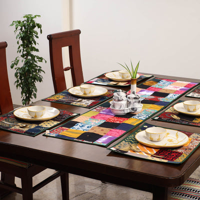 Multicolor - handcrafted cotton fusion table runner set