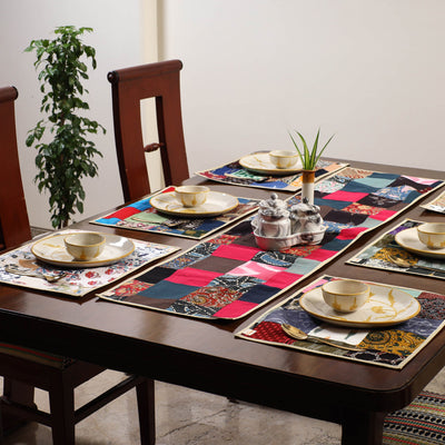 Multicolor - handcrafted cotton fusion table runner set