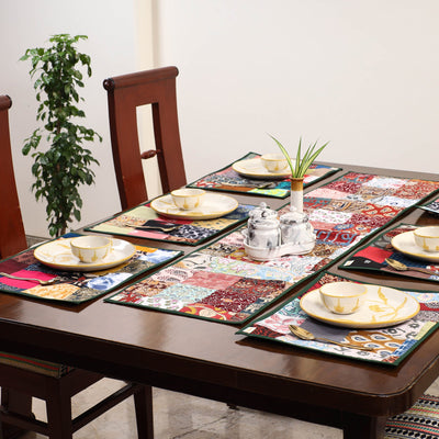 Multicolor - handcrafted cotton fusion table runner set