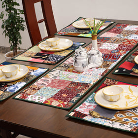 Multicolor - handcrafted cotton fusion table runner set