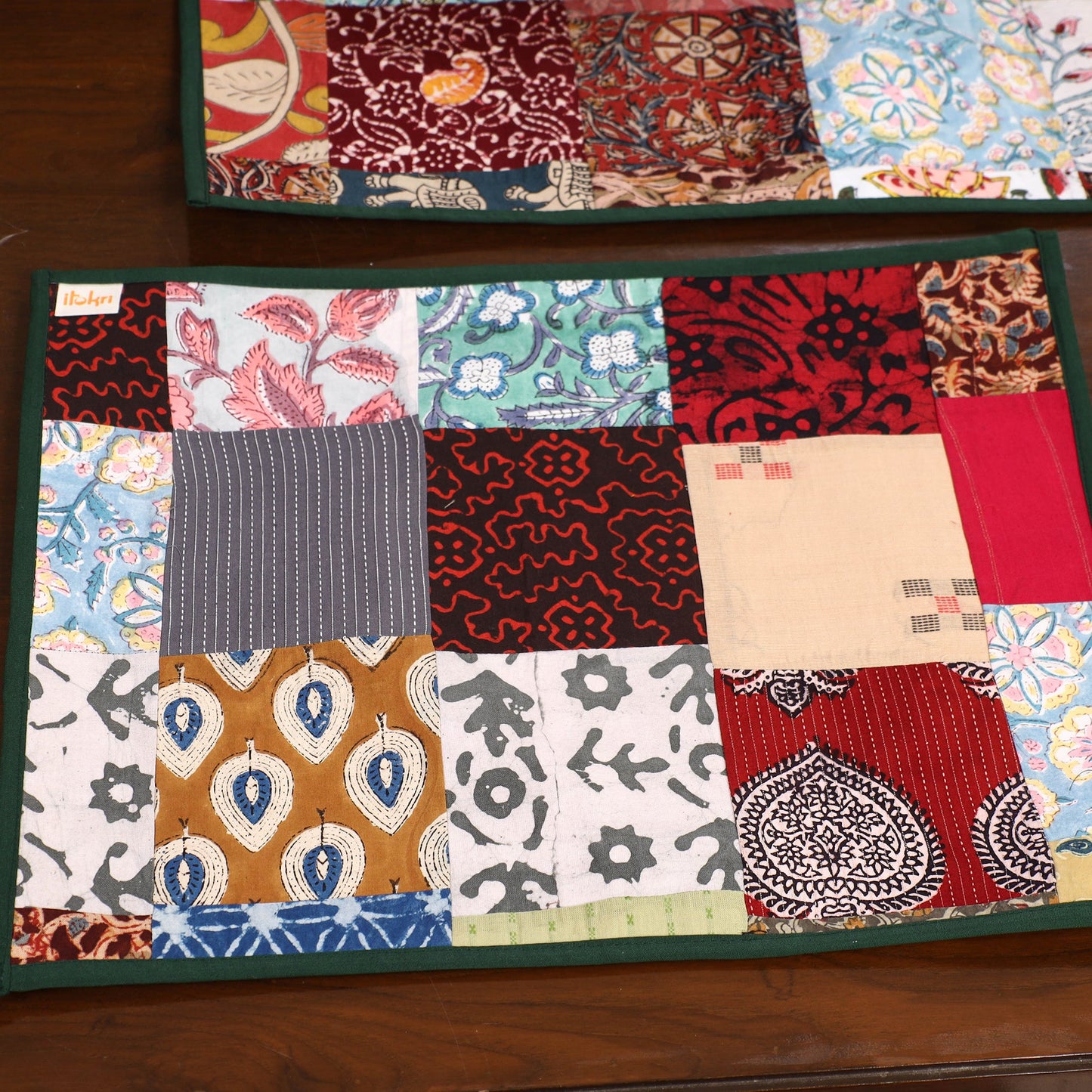 Multicolor - handcrafted cotton fusion table runner set