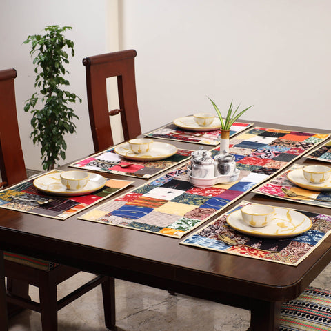 Multicolor - handcrafted cotton fusion table runner set